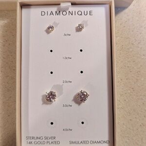 Diamonique Set Of Two Stud Earrings For Women